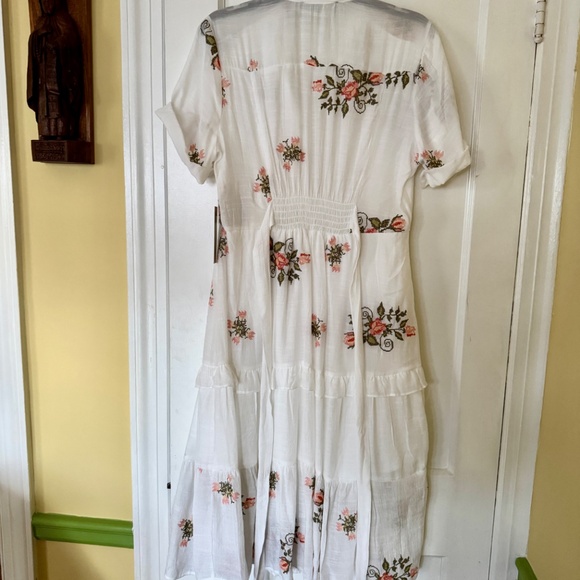 NWT FIGUEROA & FLOWER Cottage Rayon gauze Peasant dress Sz. L - Picture 3 of 10